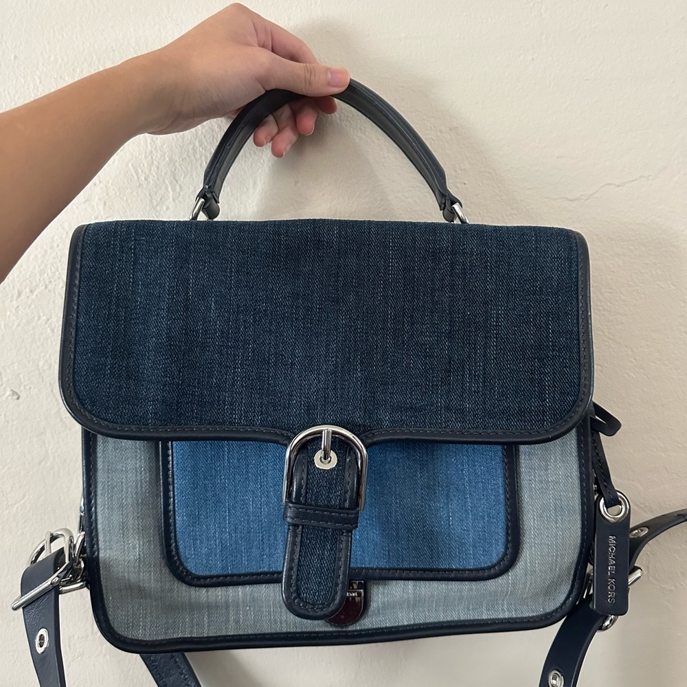 Michael Kors Medium Cooper Denim Satchel Messenger Bag